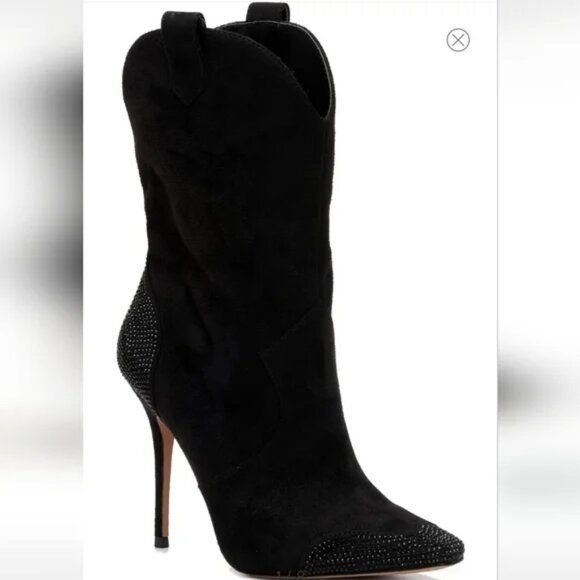 Jessica Simpson Rhinestone Embellished Toe & Heel Western Booties Size 8.5 - Picture 1 of 7